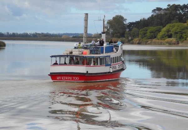 Five-Hour Kaipara River & Harbour Boat Cruise to Shelly Beach Return Pass for One Adult - Options for Two Adults, a Child, or Family Pass - Valid from 12th December 2020