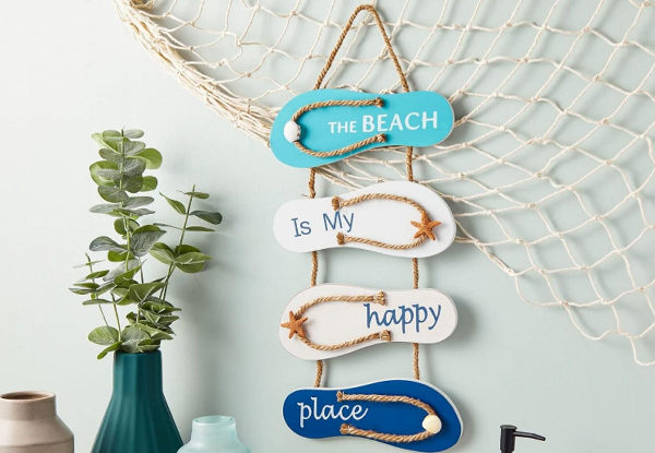 Two-Pack Wooden Beach Sign Wall Decor