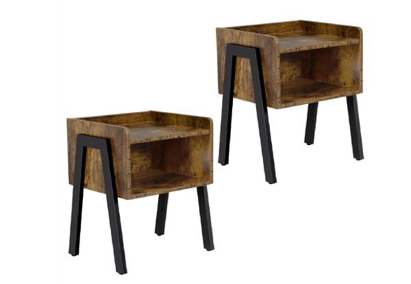 Two-Piece Rustic Side Table Set