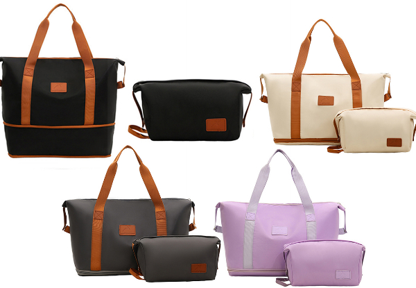 Two-Piece Expandable Overnight Travel Bag Set - Available in Four Colours