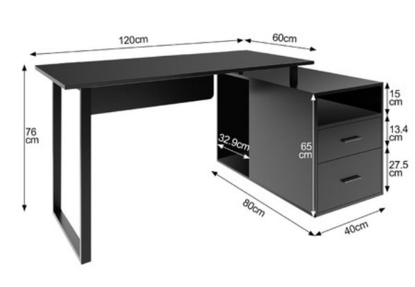 Workstation Table with Drawers - Two Colours Available