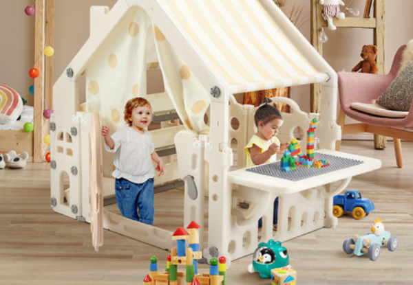 Kids Cubby Playhouse with Building Block Table - Two Colours Available