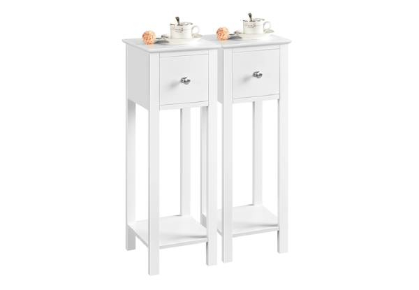 Two-Piece Slim Bedside Table with Storage Drawers