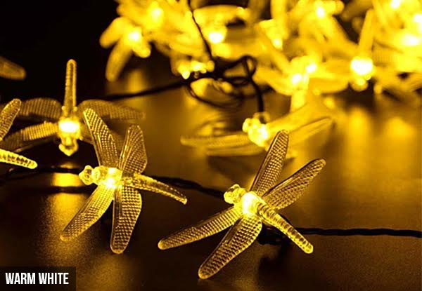 Solar Powered 30 LED Dragonfly String Lights - Two Colours Available