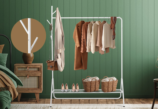 White Clothing Rack with Hook Hanger