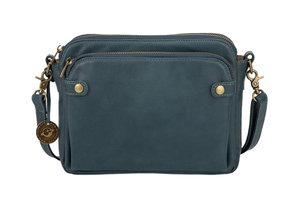 Three-Layer PU Leather Crossbody Bag with Card Holder - Four Colours Available