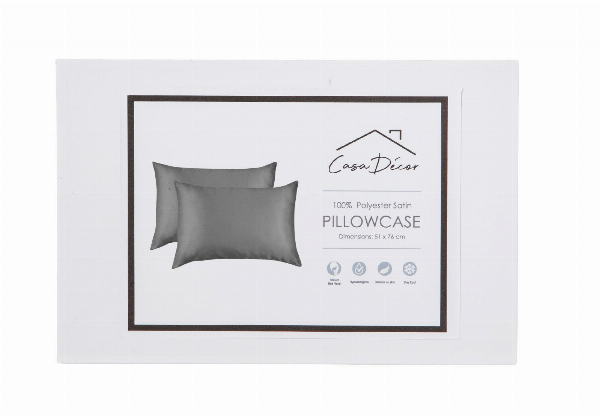 Twin-Pack Casa Decor Luxury Satin Pillowcase - Four Colours Available