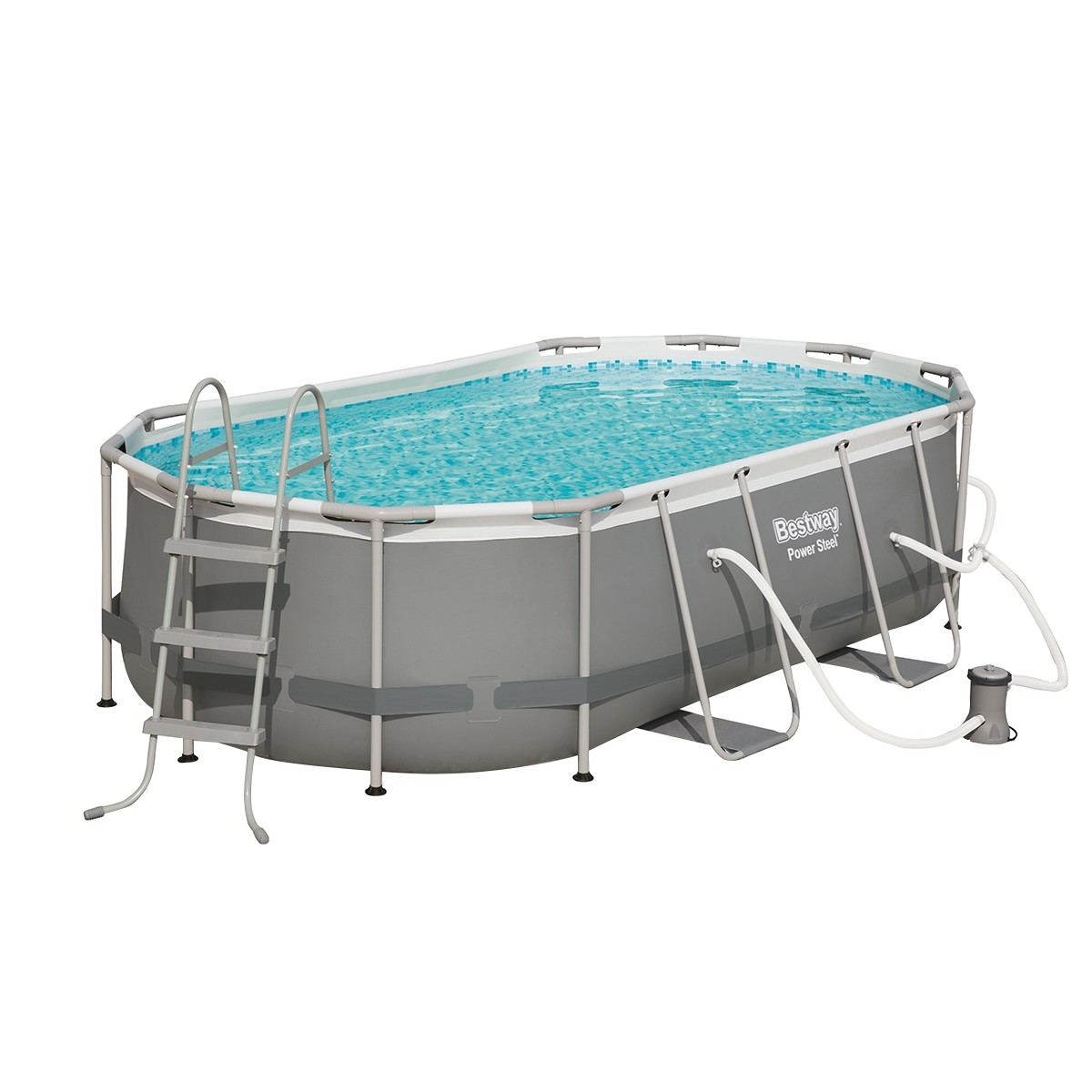 Bestway 4.27m Power Steel Frame Above-Ground Oval Pool Set with Filter Pump