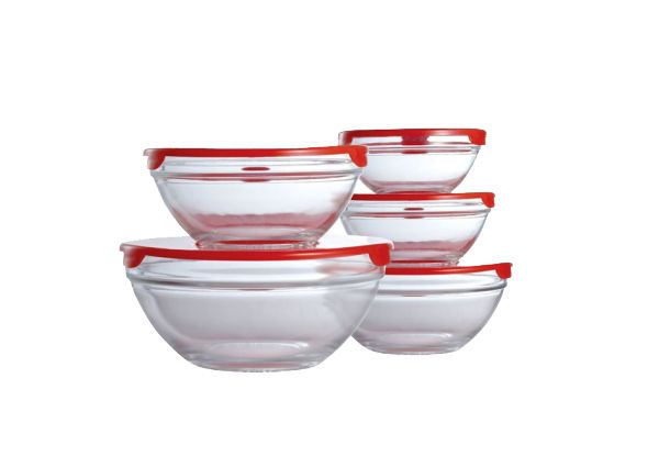 Five-Pack of Heat Resistant Glass Bowls