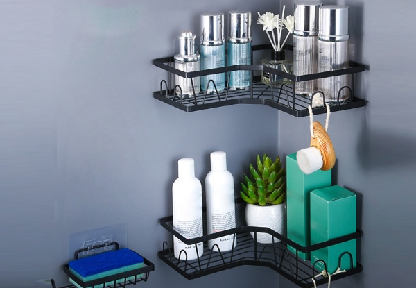 Adhesive Shower Caddy Shelf Organizer - Options for Three-Pack or Five-Pack Set