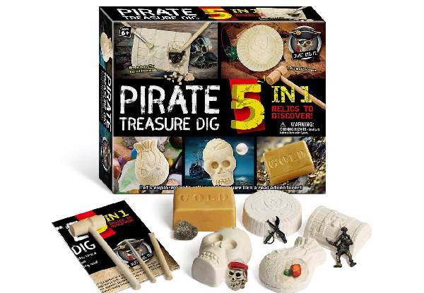 Five-in-One Pirate Treasures Dig Kit Toy