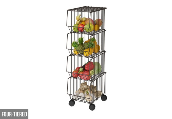 Tiered, Rolling Vegetable Basket Stand - Four Options Available