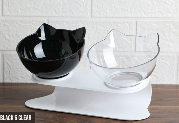 Raised Tilted Non-Slip Cat Food Bowls - Four Colours Available