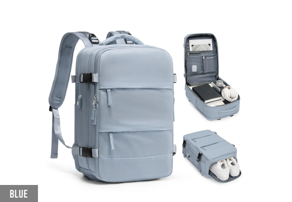 Travel Backpack with Shoe Compartment - Eight Colours Available