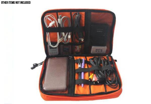 Double-Layered Water-Resistant Travel Gadget Organiser Bag - Four Colours Available