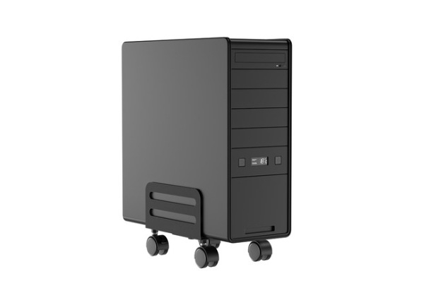 Adjustable Computer Tower Mobile Cart Holder with Locking Wheels