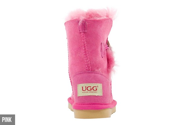 Auzland Australian Sheepskin Kids Button UGG Boots - Two Colours & Six Sizes Available