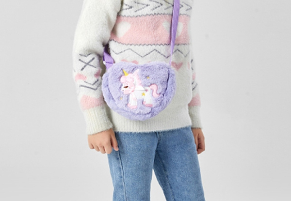Girl's Cute Plush Unicorn Handbag - Available in Four Colours & Option for Two-Pack