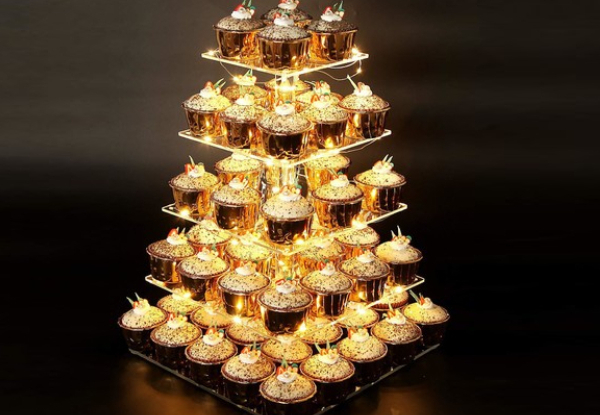 Acrylic Cake Display Stand with LED String Lights - Two Options Available