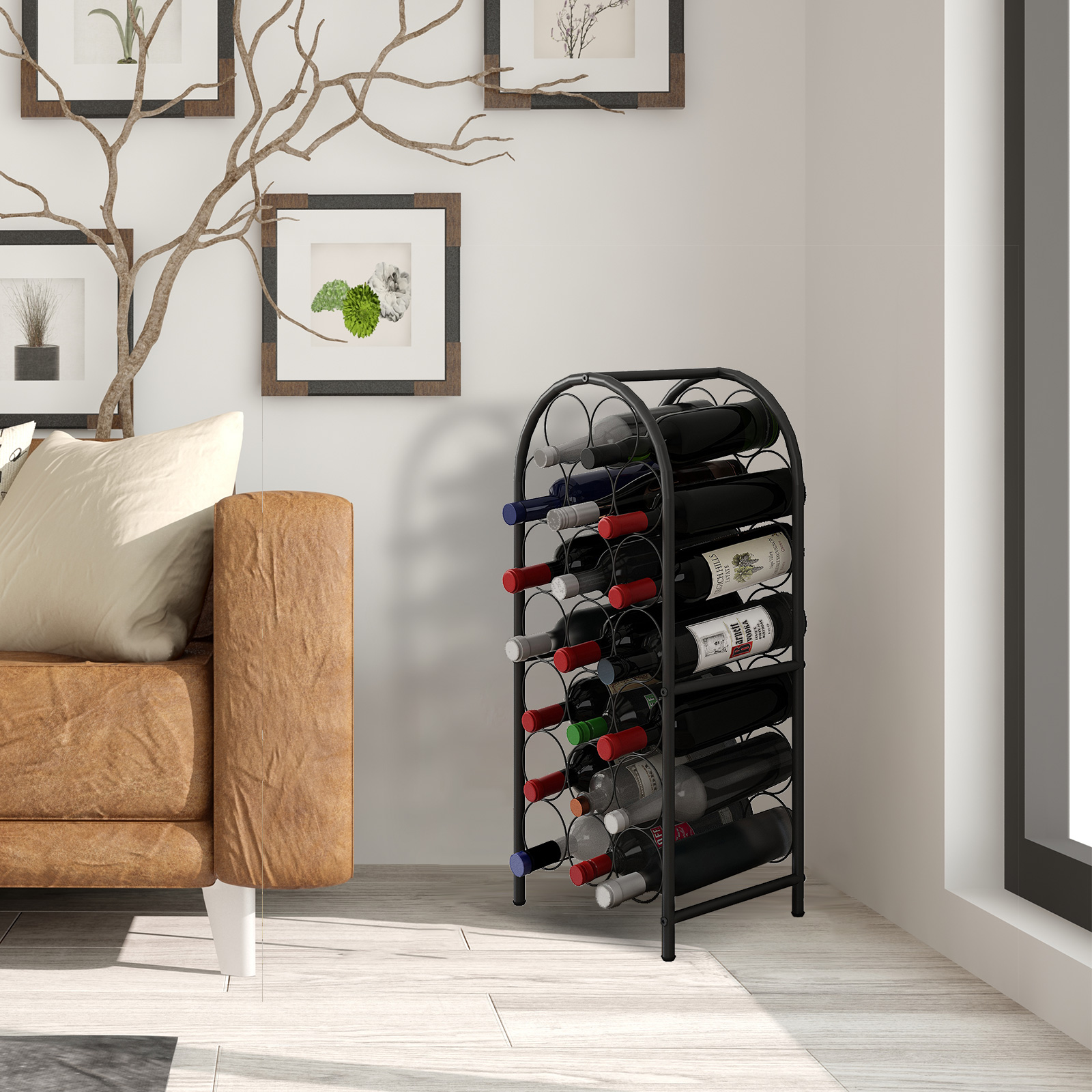 Freestanding Floor Metal Wine Rack