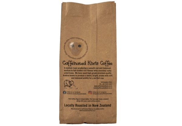 Two-Pack of Caffeinated Kiwis 200g Colombian Plunger Blend Coffee - Option for Four or Six-Pack