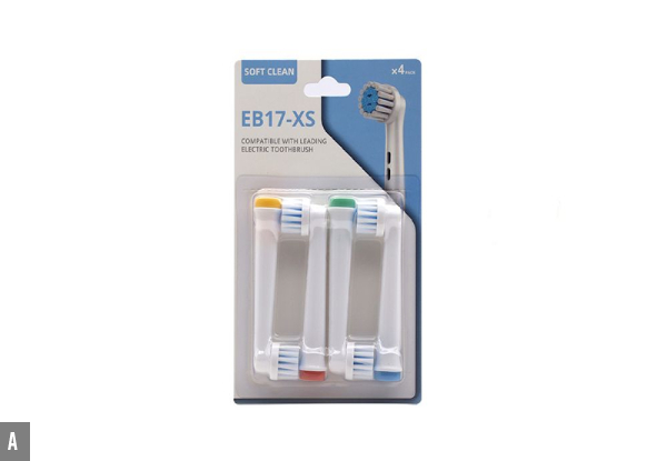 Four-Piece Electric Toothbrush Heads Compatible with Oral B - Four Options Available & Option for One, Two or Four-Sets