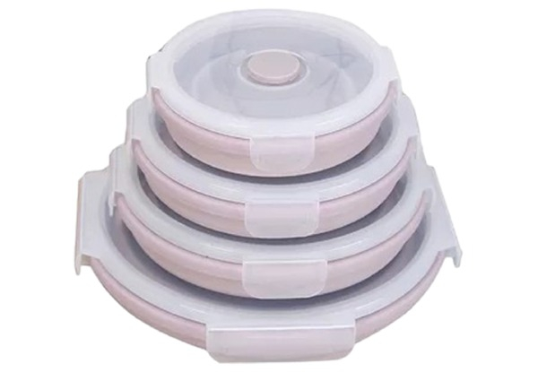 Four-Set Collapsible Food Storage Containers with Lid - Three Colours Available