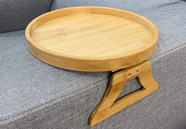 Natural Bamboo Sofa Armrest Clip-On Tray