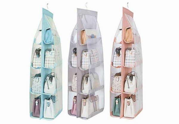 Eight-Pocket Handbag Hanging Organiser - Available in Three Colours