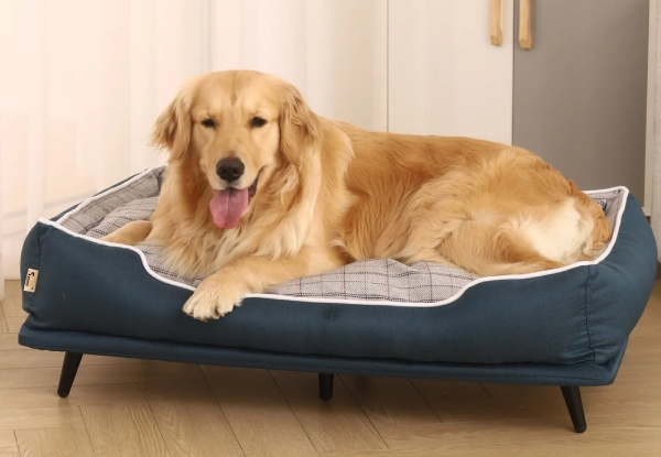 Pet Scene Large Raised Cushioned Pet Bed with Removable Cover - Two Styles Available