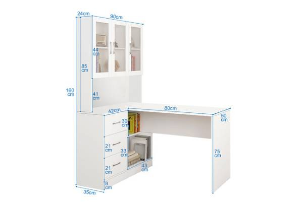 Multifunctional Study Desk with Shelves