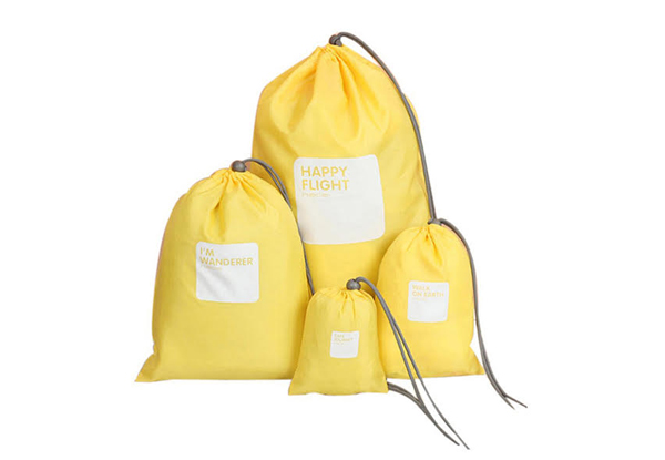 Four-Piece Travel Drawstring Storage Bag Set - Three Colours & Option for Two Available with Free Delivery
