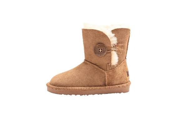 Ugg Auzland Sheepskin Water-Resistant Kids Short Button Boots - Available in Two  Colours & Six Sizes