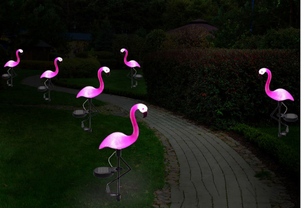 One Flamingo Solar Garden Light - Option for Three-Pack Available