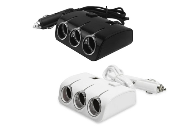 Three-in-One Car Charger Socket with Two USB Ports - Two Colours Available with Free Delivery