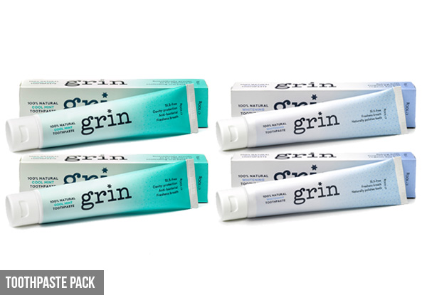 Grin Natural Oral Care Packs - Free Metro Delivery