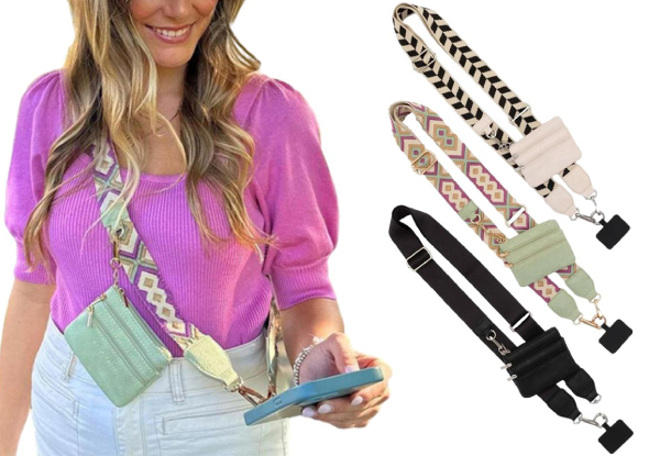 Phone Strap with Zippered Pouch - Option for Two-Pack & Three Colours Available