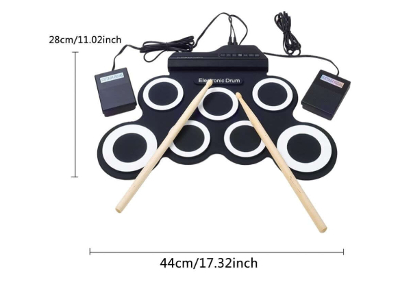 Seven-Pad Electronic Roll-Up Drum Kit