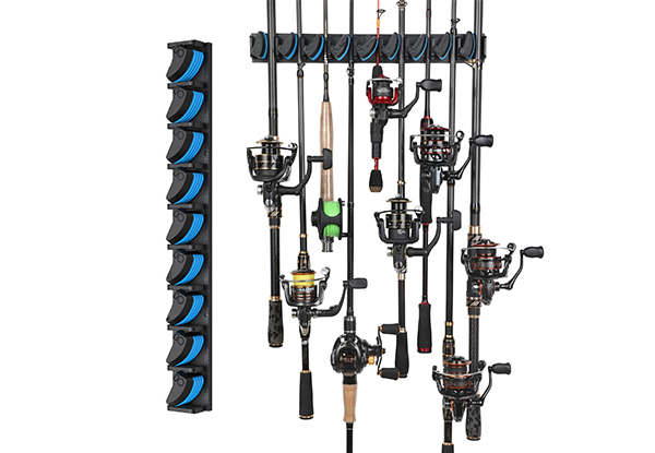 Nine Rods Vertical Wall Mounted Fishing Rack