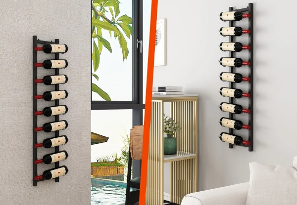 Nine Bottle Wall Mounted Wine Rack