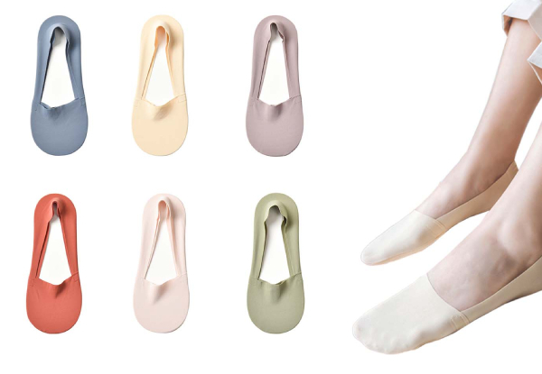 Three-Pair Non-Slip Ice Silk Socks - Available in Six Colours & Option for Six-Pair