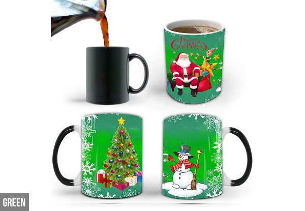 Christmas Heat Sensitive Colour Changing Mug - Two Colours Available & Option for Two-Pack