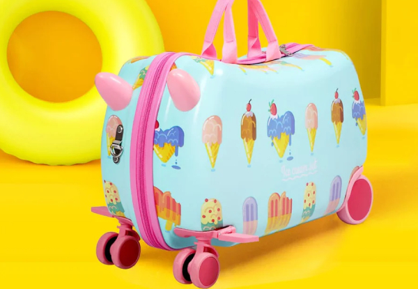 Kids Ride-On Ice Cream Travel Luggage Suitcase