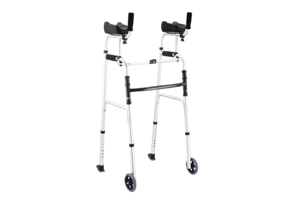 Two-in-One Folding Walker with Wheels, Height & Arm Adjustable