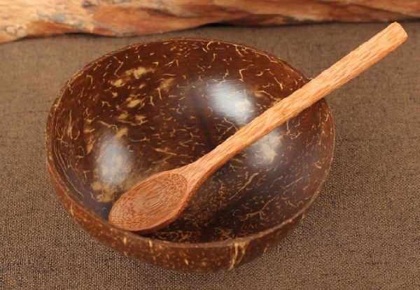 Natural Coconut Bowl with Spoon - Option for Two Sets with Free Delivery