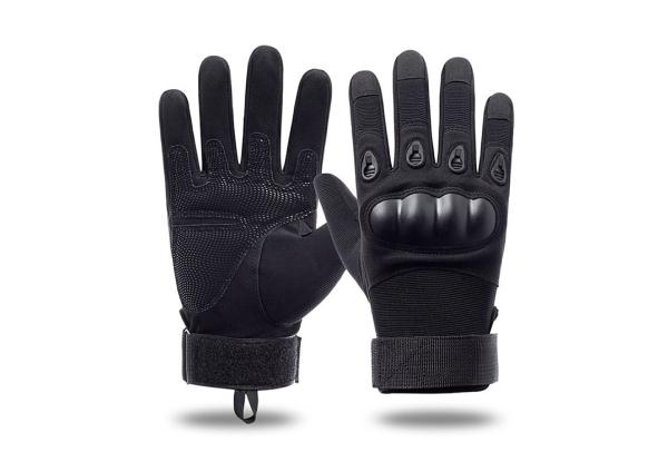 Full Finger Black Tactical Gloves for Outdoor Protective Sports - Three Sizes Available