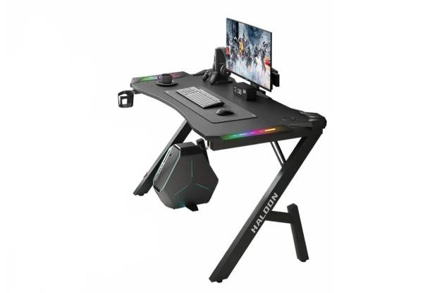 Gaming K-Shaped Desk with LED Light