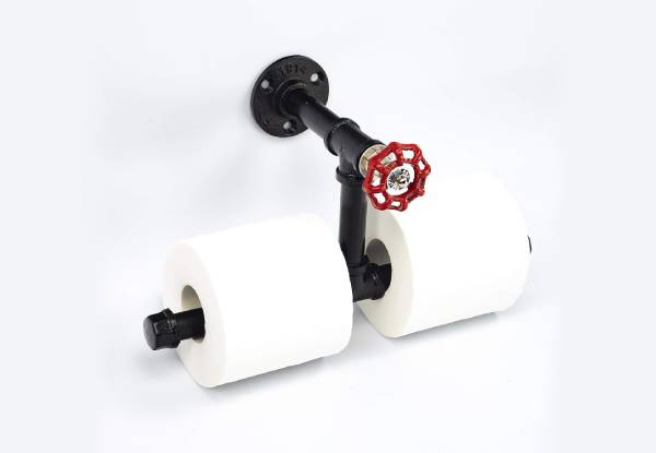 Industrial Pipe Wall Mounted Two-Roll Toilet Paper Holder