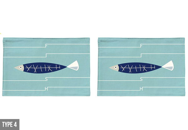 Set of Two Fish Printed Table Mats