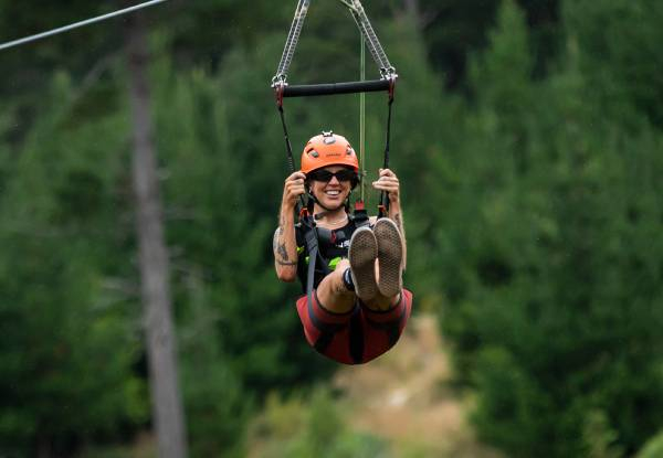 One Adult Pass to The Long Ride - New Zealand's Longest Zipline at the Christchurch Adventure Park - Option for Student, Senior or Youth Pass - Only Available Wednesday, Thursday or Friday